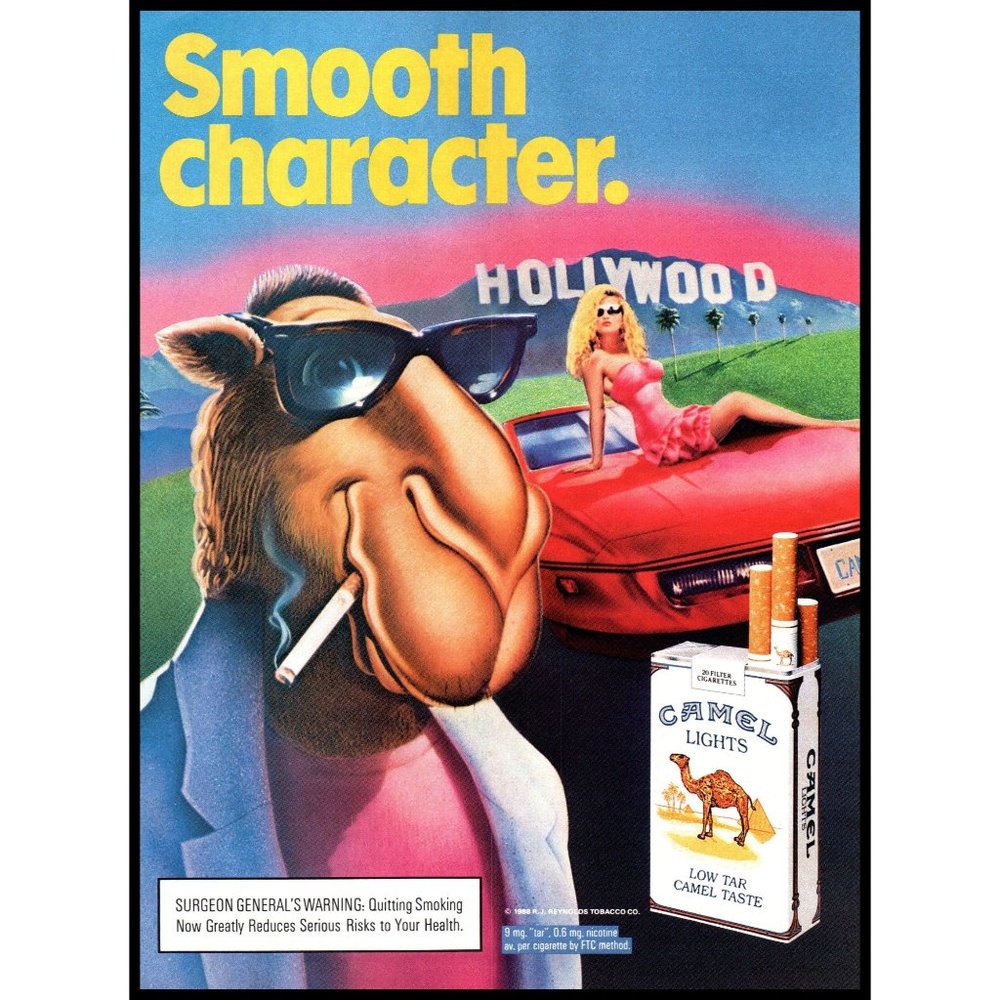1988 Camel Lights Cigarettes Vintage Print Ad Joe Red Corvette Blonde Hollywood
